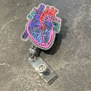 Colorful Anatomical Glitter Heart ID Badge Reel
